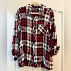 Max Jeans Red & Black Plaid Button-Up Shirt